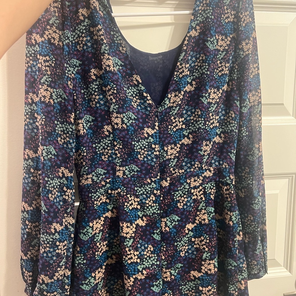 Forever 21 Blue and Purple Floral Jumpsuit